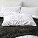 Ucharge Unique Pinch Pleat Pintuck Duvet Cover Set,3 Pieces Decorative Stylish Brushed Microfiber Bedding Set with Zipper and Corner Ties (King White)