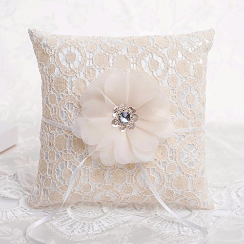 Embroidered Wedding Bridal Large Satin Ring Pillow Ring Bearer