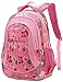 Tinksky Flowers Pattern Backpacks for Girls Elementary School Students Book Bag Pink