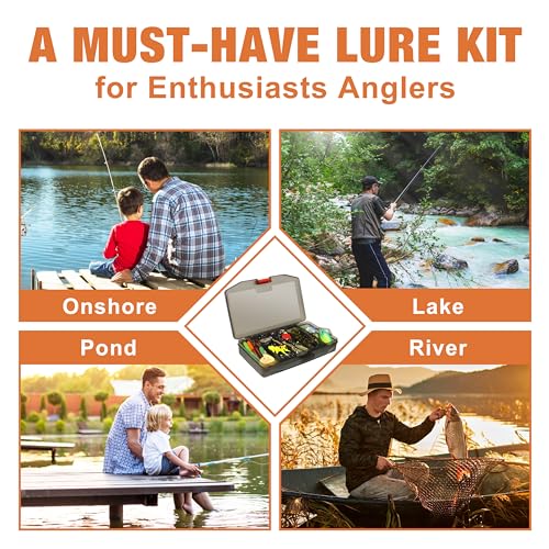 TRUSCEND Widely Used Fishing Lures & Tackle Kit Worth Ever Penny, Selected Fishing Kit for Starter Freshwater Saltwater, Economic/Giftable/Premium Fishing Gear Set Available, for Family