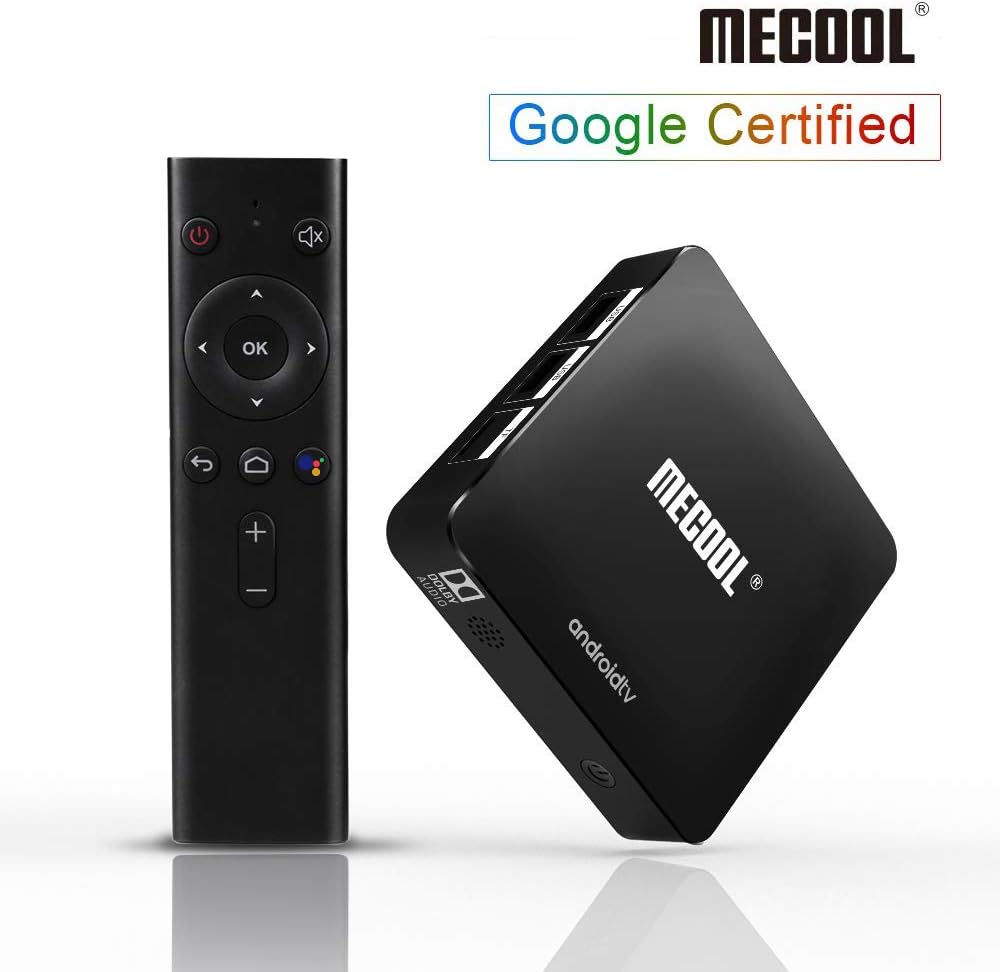 Android TV Box 9.0, Android Smart Box with Amlogic S905X Quad Core, 2GB RAM 16GB ROM and Suport HDMI H.265 WiFi 2.4GHz (KM8 ATV)(Support NETFLIX SD, not HD)