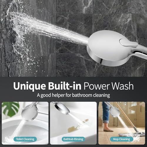 12 Inch Wide Rain Shower Head with Filtered Handheld Combo, High Pressure Rainfall Shower Head, 9 Spray Modes Handheld with 9-Inch Extension Arm, Comes with Filter Removes Chlorine (Chrome)