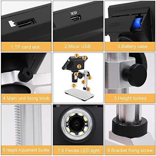 LCD Digital Microscope, Leanking 4.3 inch 50X-1000X Magnification 720P Microscope Camera