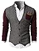 H2H Mens Herringbone Cardigan Sweater Of Knitted Sleeves WINE US L/Asia XL (KMOSWL015)