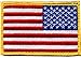 American US Flag Reversed Patch Gold Border Sew on