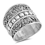 Bali Bead Wide Fashion Ring New .925 Sterling Silver Thin Band Size 12 (RNG15480-12)