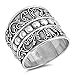 Bali Bead Wide Fashion Ring New .925 Sterling Silver Thin Band Size 9