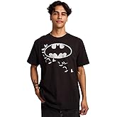 Bioworld Batman Bats Logo & Portrait Men's Black Oversized Heavyweight Crew Neck Short Sleeve T-Shirt