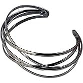 Caiyao Personalized Hollow Retro Open Cuff Bracelet for Women Multi-layer Cross Wire Bangle Bracelet Open Adjustable Wide Cuff Bracelet for Men Fashion Jewelry