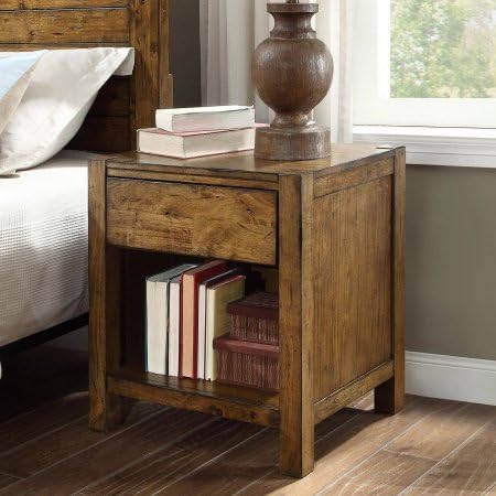 Amazon Com Bryant Collection Solid Wood Nightstand In Rustic Brown Finish Kitchen Dining