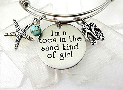 RoseCreekCottageI'm A Toes In the Sand Kind of Girl Engraved Bangle Bracelet