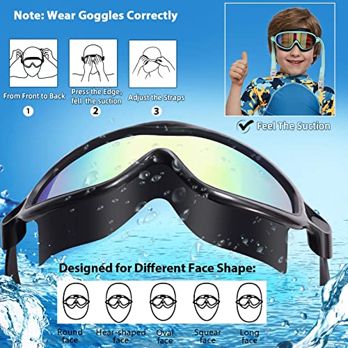 Kids Swim Goggles 2 Pack Pool Goggles Anti-Fog Anti-UV Wide View No Leaking Swimming Goggles for Children 3-14