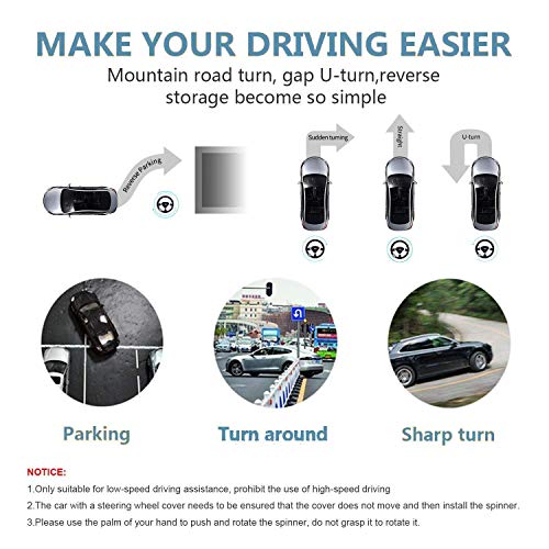 PACEWALKER Steering Wheel Knob Spinner, Easy Installation Flexible Control Universal Fit for Car Truck SUV Tractor Trailer Big Rig Boat & More (Black) - Thumbnail 5