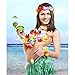 Mtlee Elastic Hawaiian Hula Grass Skirt with Flower Costume Set for Party Beach Dance Fancy Dress, Multicolor, 2 Sets