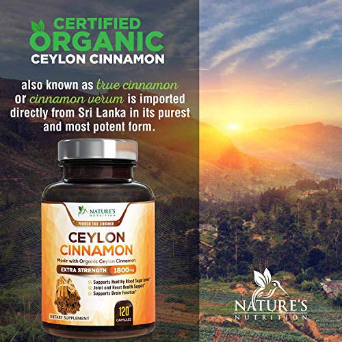 image for Nature's Nutrition Organic Ceylon Cinnamon Highest Potency Standardize