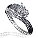 EVER FAITH Women's Austrian Crystal Cool Animal Fly Dragon Bangle Bracelet Black Silver-Tone