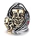 MAIKEDIAO Men's Vintage Gothic Stainless Steel Skull Clown Engraved Biker Ring Band Punk Knight Jewelry Silver Gold