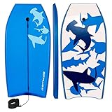 Goplus 41 inch Super Bodyboard EPS Core, IXPE Deck, HDPE Slick Bottom, Light Weight Perfect Surfing (Blue White)