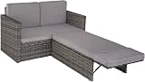 EVRE Love Bed Rattan Garden Furniture Set Grey with Cushions view 7