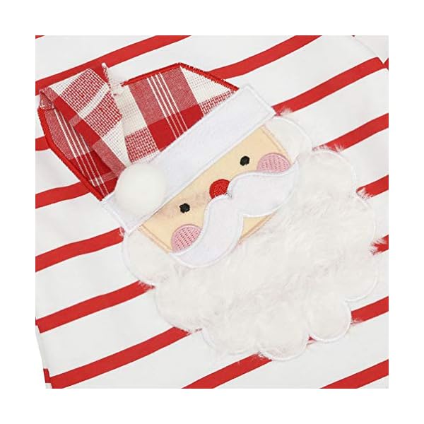 Fashspo Toddler Girl Christmas Dress Stripe Long Sleeve Autumn Winter Xmas Cotton Santa Claus Basic Shirt - Image 4