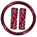 OxGord Leopard Steering Wheel Cover, Red