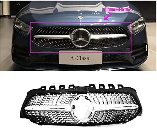 QUEENDI AUTO Mercedes Benz W177 A Class 2019 Diamond Style Grille Front Grill A200 A250 Silver