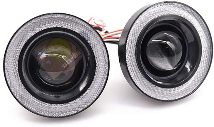 Magood 1 Pair Car COB LED Fog Light Projector with White Angel Eyes Halo Ring and Driving DRL White Xexon Lamp (2.5 inch, White)