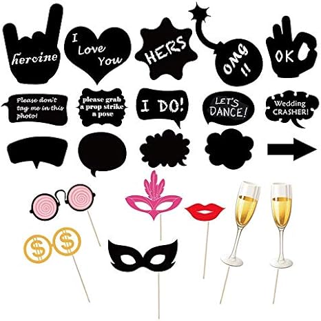 Utopp 30pcs Party Photo Booth Props Self Writable Diy Black