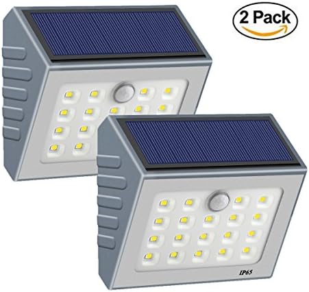 Solar Motion Sensor Light Outdoor, 19 LED Wall Light Solar Powered Garden Light, Waterproof Wireless Security Lights for Step, Fence,Gate,Yard or Driverway (ON/OFF Mode) (Grey)[Pack of 2]