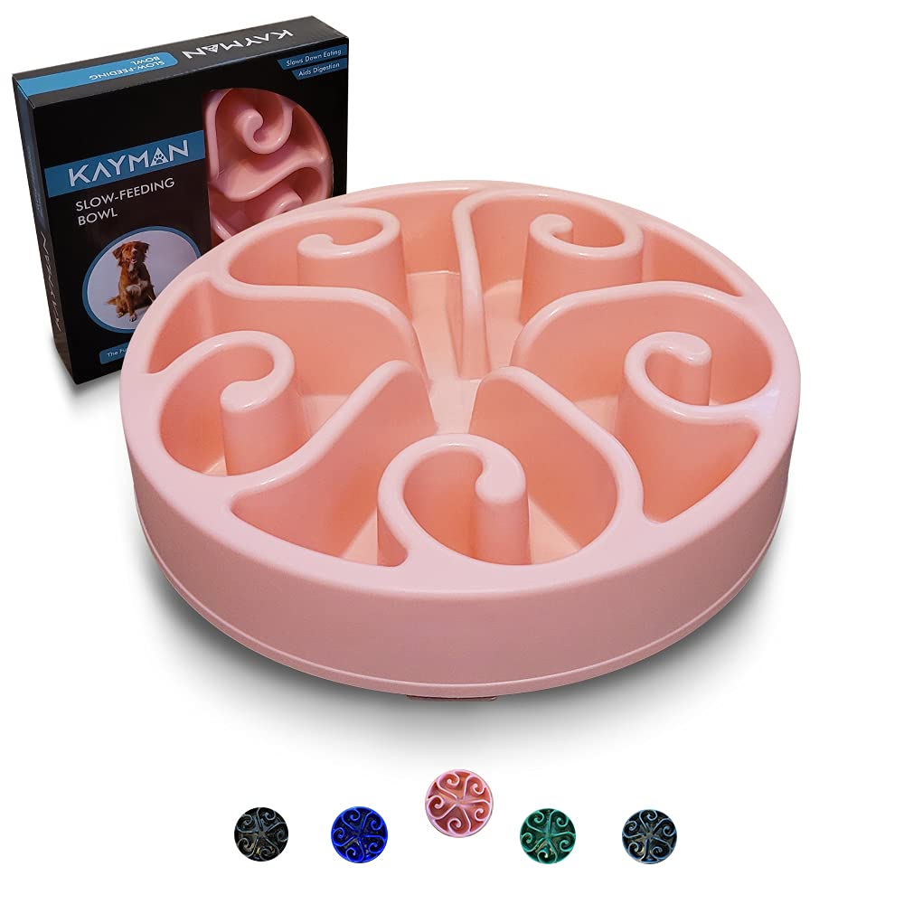 Kayman Slow Feeding Dog Bowls, Maze Design, 20cm Diameter, Bloat Stop, Pet, Cat Feeder - Puzzle Bowl
