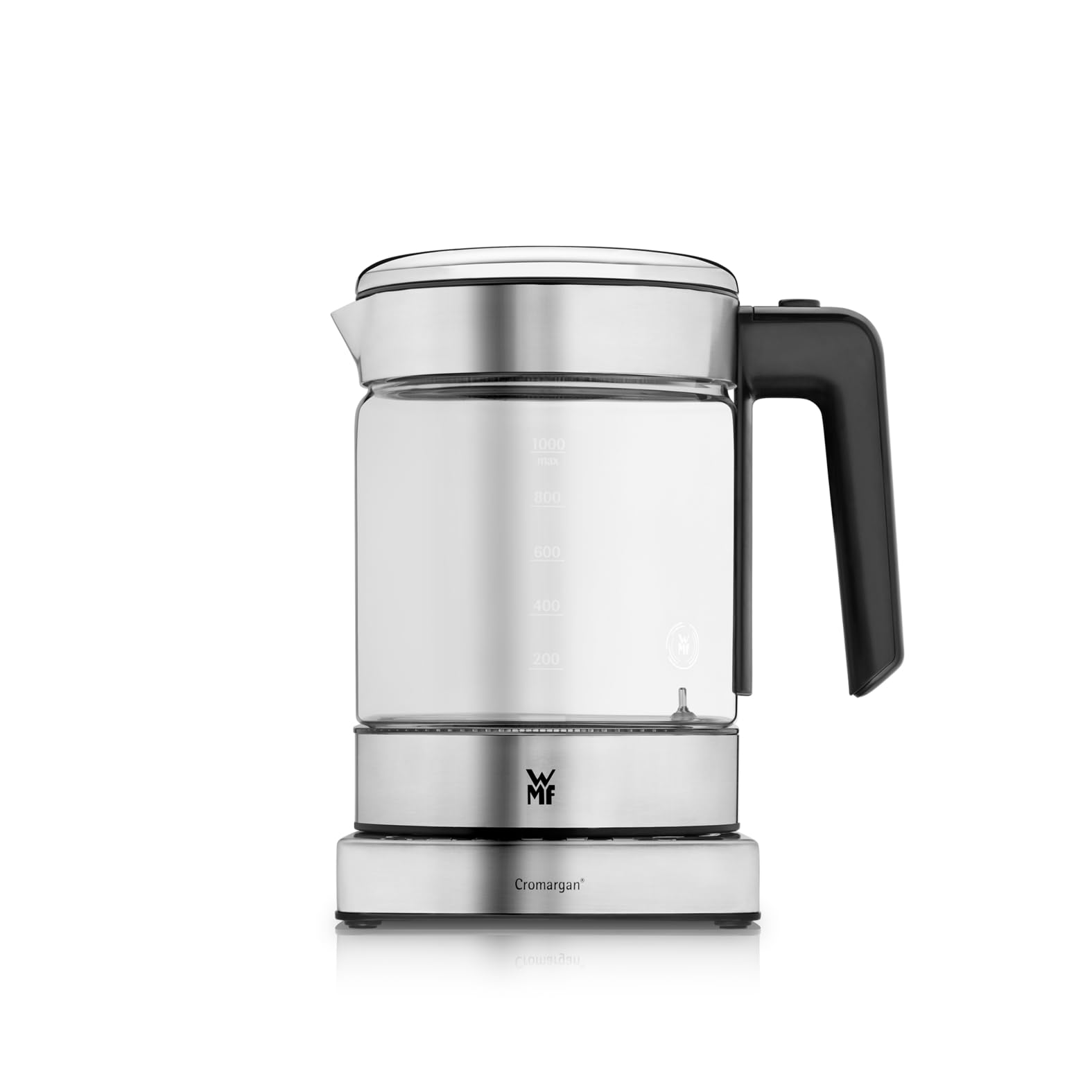 WMF Küchenminis 2 in 1 Vario Wasserkocher mit Temperatureinstellung, 1,0l, 1900 W, Teekocher Glas mit Teebeutelhalter und Sieb