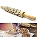 Christmas Wooden Rolling Pins, Elk Deer Engraved Embossing Rolling Pin with Christmas Symbols, Kitchen Baking Tool for Embossed Cookies Waffles Pastry Dough Pies