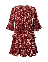 Mini vestidos de manga corta con volantes y cuello en V con lunares para dama, S