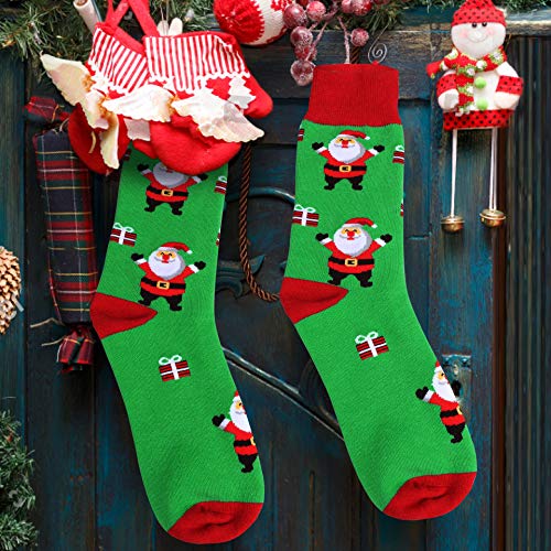 Mens Christmas Socks Funny Crew Socks for Men&Women Colorful Novelty Patterned Socks 6 Pairs US 7-13