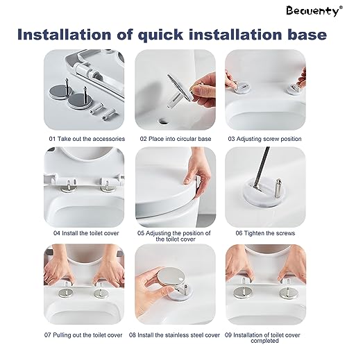 Beauenty Toilet Seat, V Shape Toilet Seat with Adjustable Hinges, Slow Close Toilet Cover, Thickening Plastic Strong and Durable, Prevent Noise, Easy to Install, Easy Cleaning (Style 8)