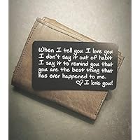 Engraved Wallet Inserts - Perfect Anniversary Gifts for Men; Surprise Him with this Engraved Handmade Mini Love Note; Anniversary Card from Wife; Anniversary Cards for Husband, Boyfriend; Deployment