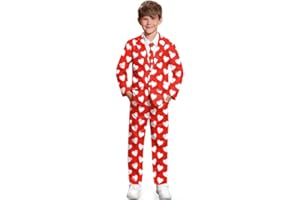IIMMER Valentines Day Boys 3 Piece Suits with Jacket, Pants & Tie 5-14 Years