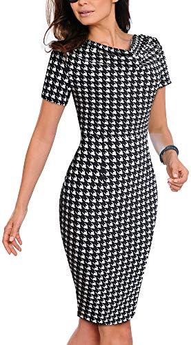 VELJIE Womens Cowl Neck Printed Wear to Work Party Dresses