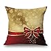 Gold Christmas Bows and Bells Throw Pillow Covers Set of 4 Cotton Linen Decorative Pillow Case for Sofa Christmas Home Cushion Covers 18 x 18 Inches
