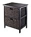 Winsome Omaha Composite Wood Storage Rack With 2 Foldable Corn Husk Baskets, Black (20216)