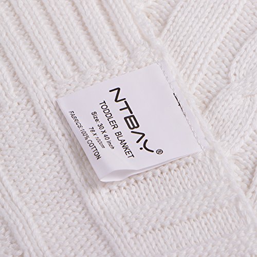 image for NTBAY 100% Cotton Cable Knit Toddler Blanket Throw Blanket Super Soft 