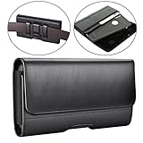 iPhone X Holster Case, Dlames Premium Leather Belt Clip Pouch Holster Case for Apple iPhone X (Fit with a Thin Case) - Built In ID Card Slot Wallet Case - Black