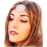 Missgrace Metall-Kette Stirnband / Haarband – Mit Quasten Und Perlen, Goldfarben, Für Hochzeit, Party, Besondere Anlässe