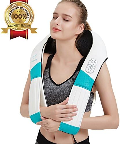 LAYMAS Shiatsu Neck Massager for Shoulder Back Waist Foot and Muscle with Heat and Adjustable Intensity