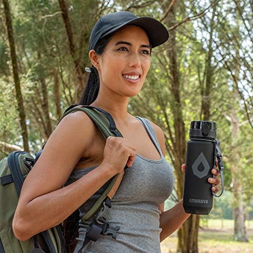 Blue BPA-free water bottle with time markers, priced at $20.95.