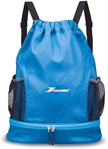 Youlerbu Drawstring Backpack Bag With Shoe Compartment, Sports Gym Sackpack for Men Women