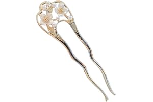 Traditional HairPin Artificial Pearls Flower Hair Comb Secure U Shape Hair Stick For Formal Occasion And Cultural Event Chine