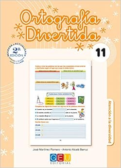 Book's Cover of Ortografía divertida 11 / Editorial GEU / 4º Primaria / Mejora la ortografía / Recomendado como apoyo / Con actividades sencillas de repaso (Español) Tapa blanda – 1 enero 2012