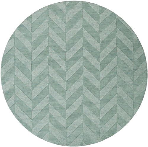 Solid/Striped 9'9" Round Area Rug in Mint color from Central Park Kren Collection