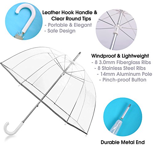 Kung Fu Smith 52 Inch Bubble Clear Umbrella for Weddings, Bulk Large